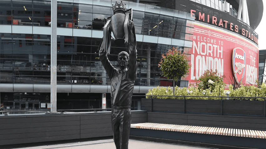 Arsene Wenger's statue in place outside the Emirates Stadium (Photo via Arsenal.com)