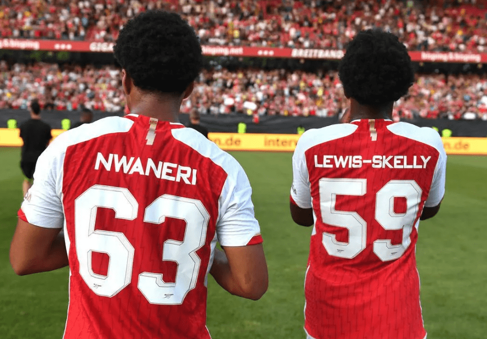 Ethan Nwaneri and Myles Lewis-Skelly with Arsenal (Photo via Arsenal.com)