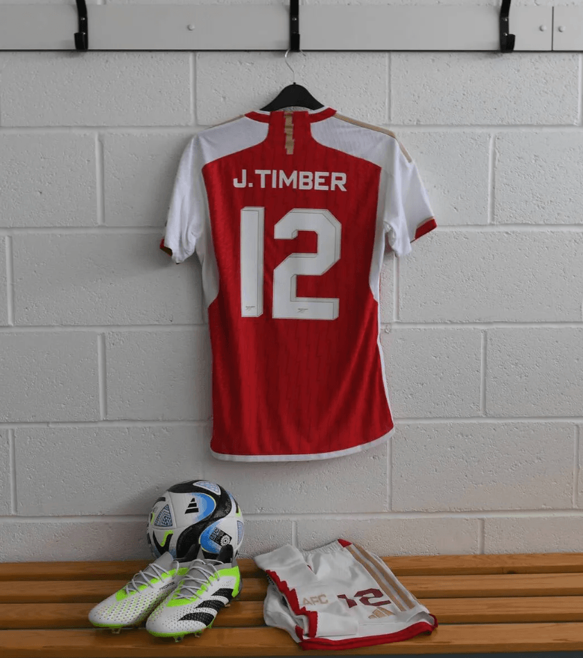 Jurrien Timber's shirt number (Photo via Arsenal.com)