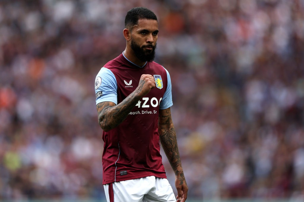BIRMINGHAM, ENGLAND - MAY 28: Douglas Luiz of Aston Villa in action during the Premier League match between Aston Villa and Brighton & Hove Albion at Villa Park on May 28, 2023 in Birmingham, England. (Photo by Matthew Lewis/Getty Images)