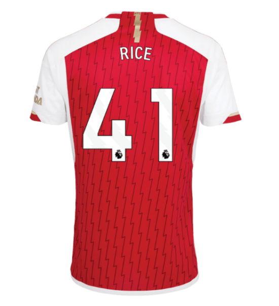 mocked up Arsenal shirt showing RICE 41