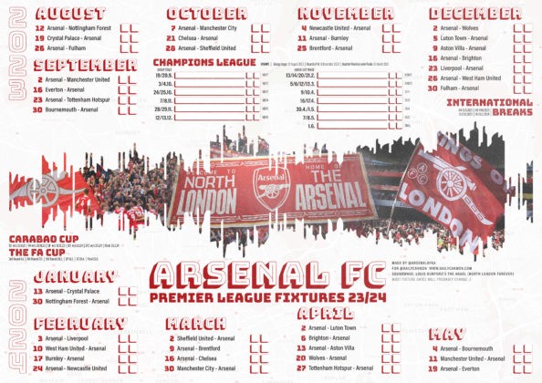 Arsenal fixture printables
