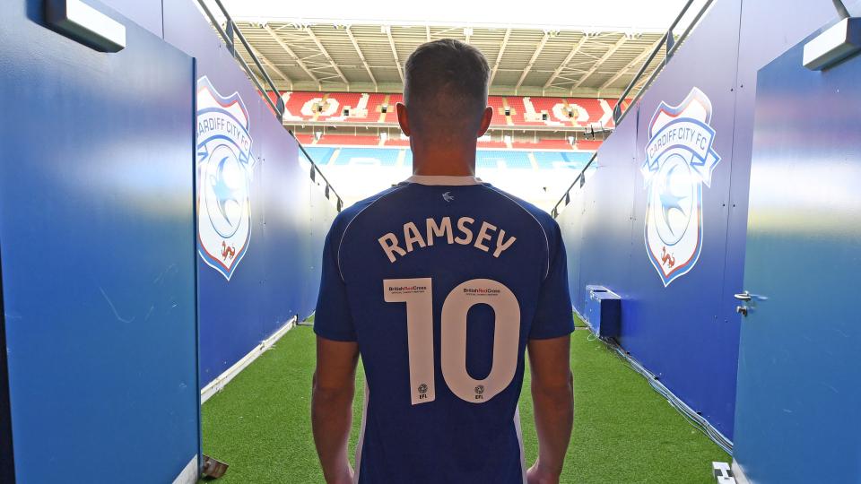 Aaron Ramsey after signing for Cardiff City (Photo via Cardiff City)