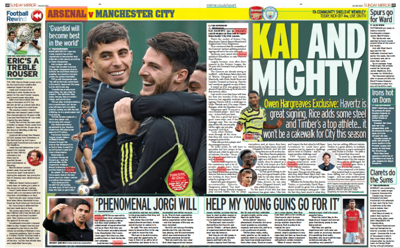 KAI AND MIGHTY Owen Hargreaves Exclusive: Havertz is great signing, Rice adds some steel and Timber’s a top athlete... it won’t be a cakewalk for City this season Sunday Mirror6 Aug 2023By TOM HOPKINSON @tomhopkinson