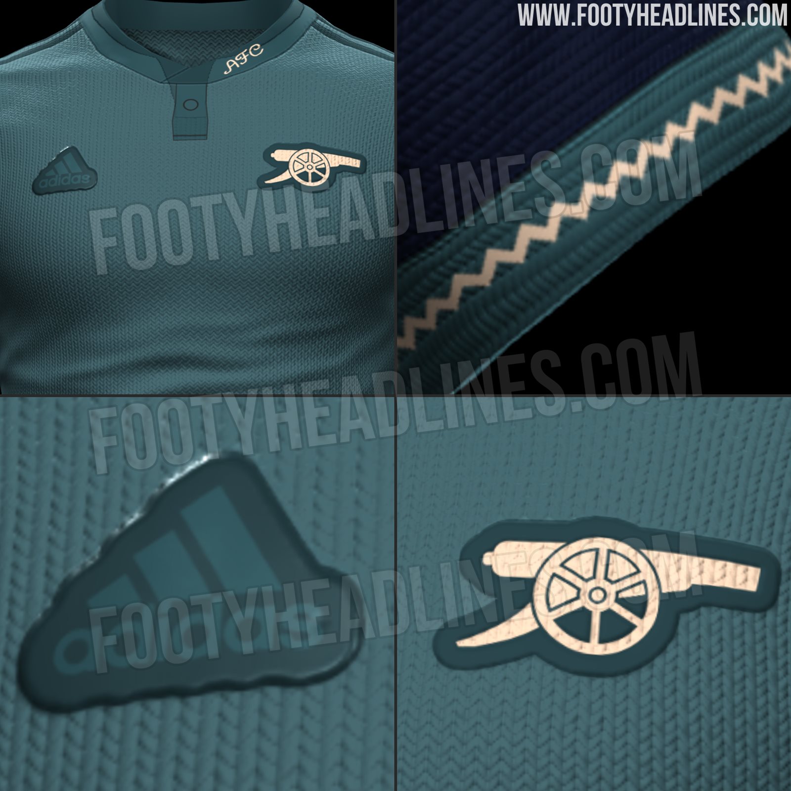 The sponsorless version of Arsenal's 2023/24 third kit (Photo via FootyHeadlines.com)