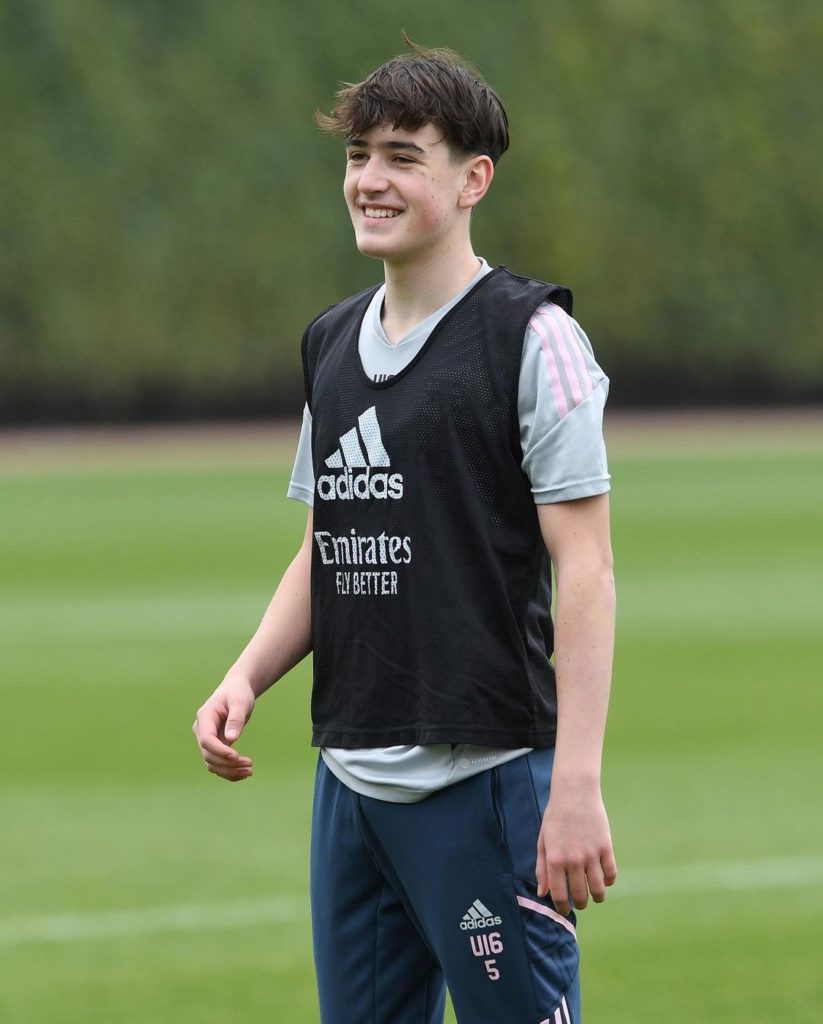 Louie Copley in training with Arsenal (Photo via Copley on Instagram)