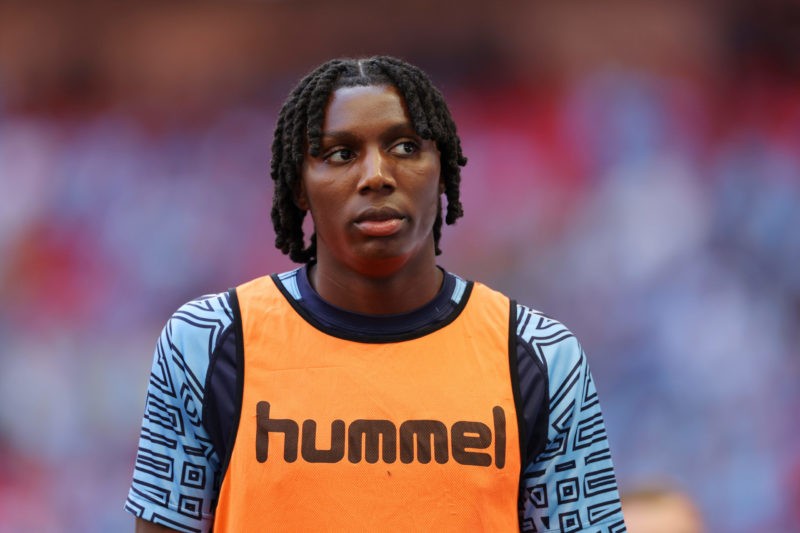 LONDON, ENGLAND - MAY 27: Brooke Norton-Cuffy of Coventry City looks on as he warms up prior to the Sky Bet Championship Play-Off Final between Coventry City and Luton Town at Wembley Stadium on May 27, 2023 in London, England. (Photo by Alex Pantling/Getty Images)
