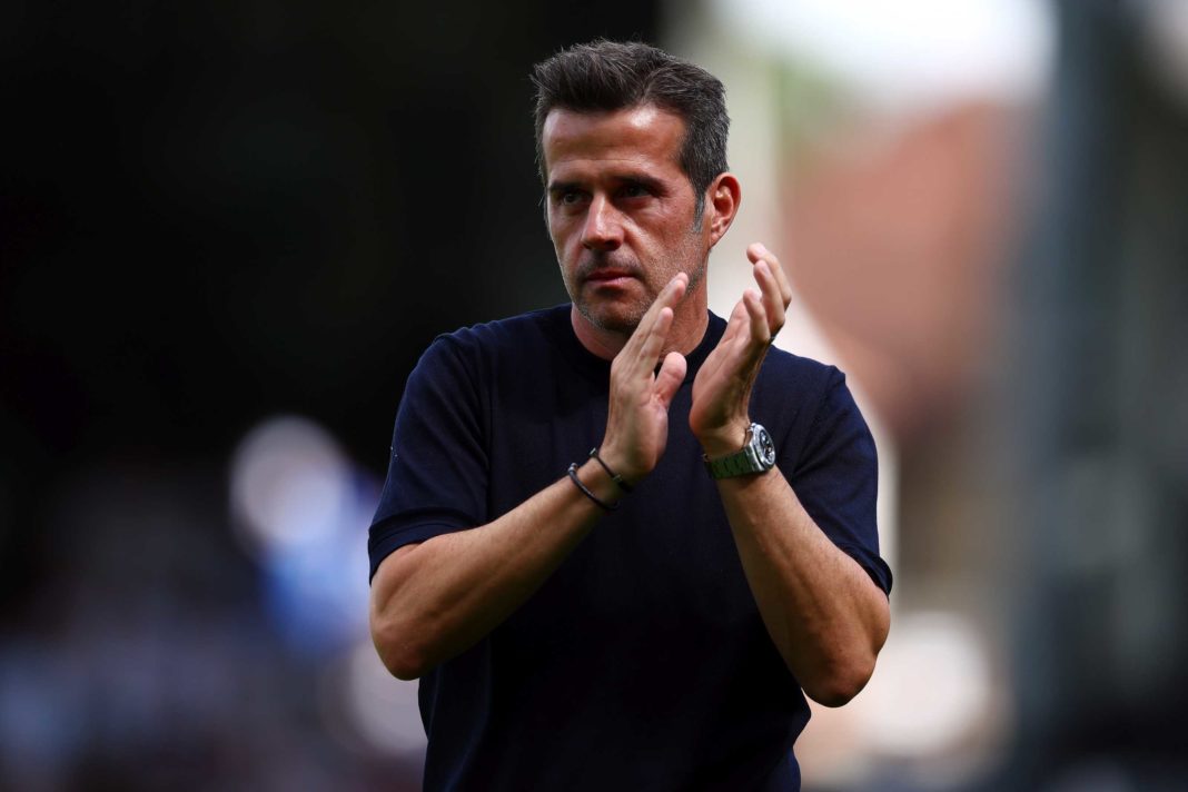 LONDON, ENGLAND - AUGUST 19: Fulham Manager Marco Silva looks on prior to the Premier League match between Fulham FC and Brentford FC at Craven Cottage on August 19, 2023 in London, England. (Photo by Bryn Lennon/Getty Images)
