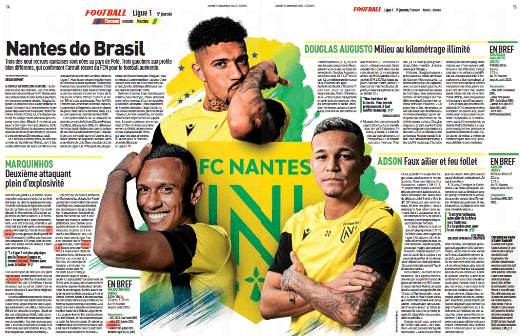 He goes very fast, it seems, and even a little too fast according to those who have had the chance to see him play for more than a few minutes. A technical profile in line with his accelerated start to his career. Or rather offbeat. If Marquinhos (20 years old) is today on loan at Nantes, he recognizes it, it is because it was an opportunity. “A very good club, ambitious, which was looking to grow after a bad season. My goal is to succeed at Arsenal, with my agents and the club's managers, we saw that the best for me, for my adaptation to Europe, was to continue for another year elsewhere, to have more game time. 