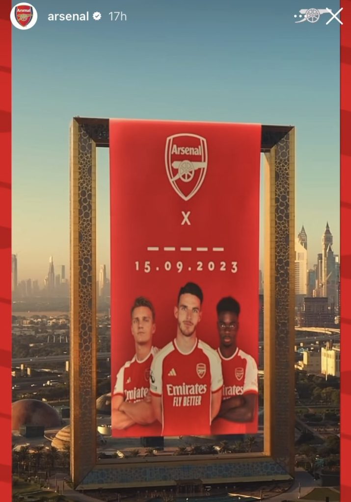 Arsenal's Instagram story teases the announcement of a rumoured new commercial deal