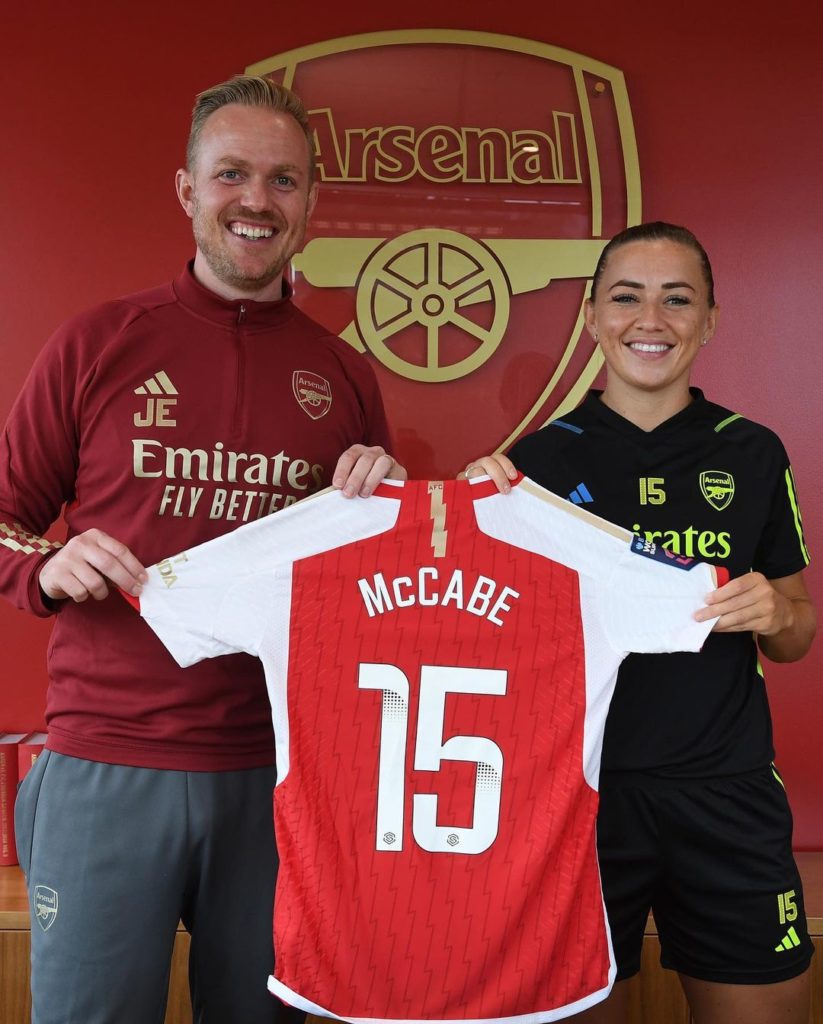 Katie McCabe after signing her new contract with Arsenal (Photo via Arsenal Women on Instagram)