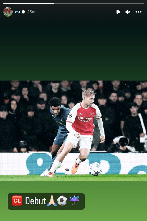 Emile Smith Rowe on his Instagram story