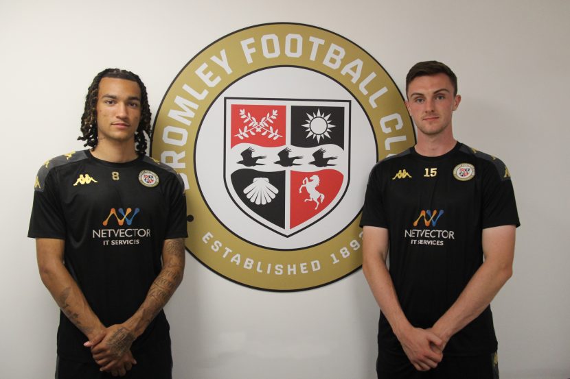 Kido Taylor-Hart and Alex Kirk after signing on loan for Bromley FC (Photo via Bromley FC)
