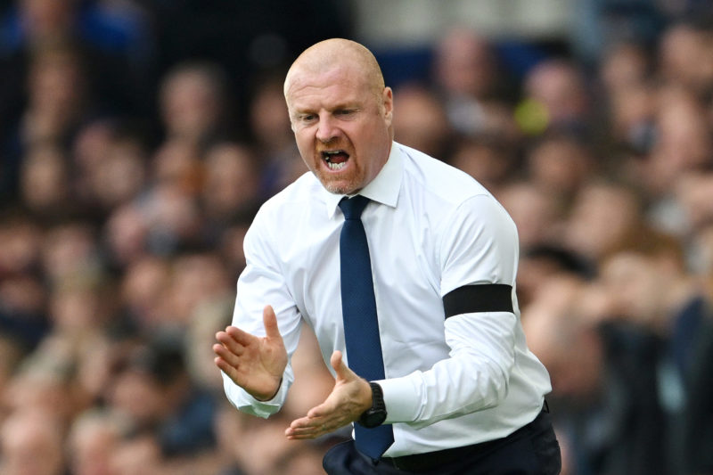 LIVERPOOL, ENGLAND - SEPTEMBER 17: Sean Dyche, Manager of Everton, reacts during the Premier League match between Everton FC and Arsenal FC at Goodison Park on September 17, 2023 in Liverpool, England. (Photo by Stu Forster/Getty Images)