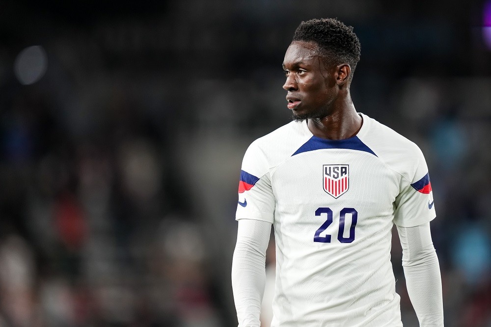 ST PAUL, MINNESOTA: Folarin Balogun of the United States looks on against Oman at Allianz Field on September 12, 2023. (Photo by Brace Hemmelgarn/Getty Images)