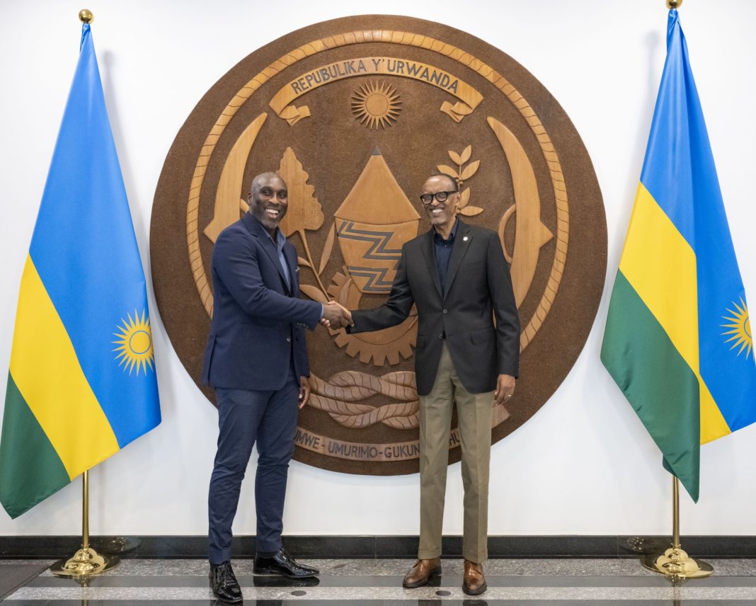 Sol Campbell and President Kagame via Rwanda