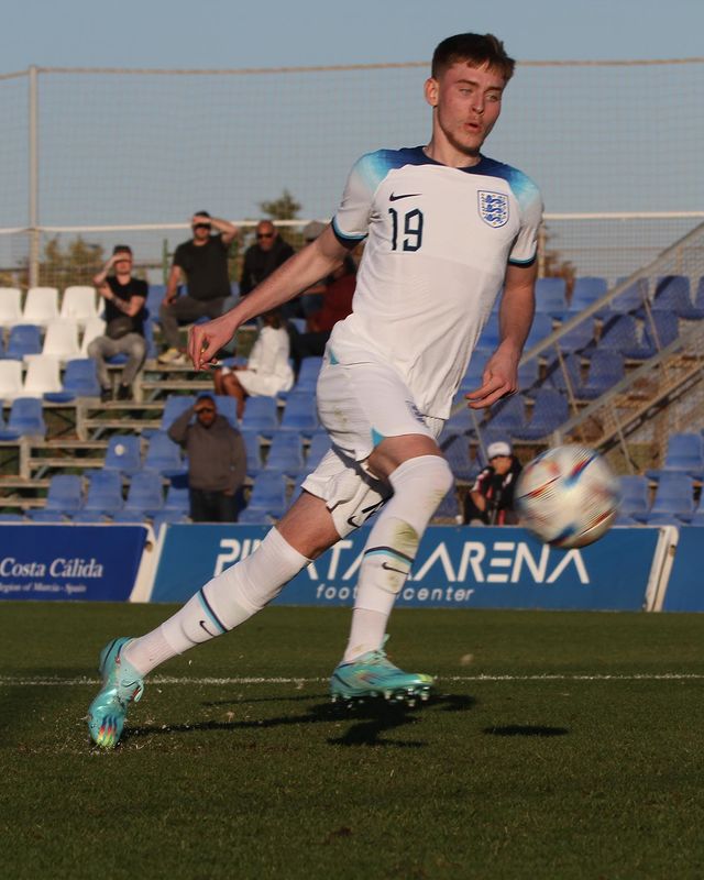 Mason Cotcher playing for the England u17s (Photo via Cotcher on Instagram)