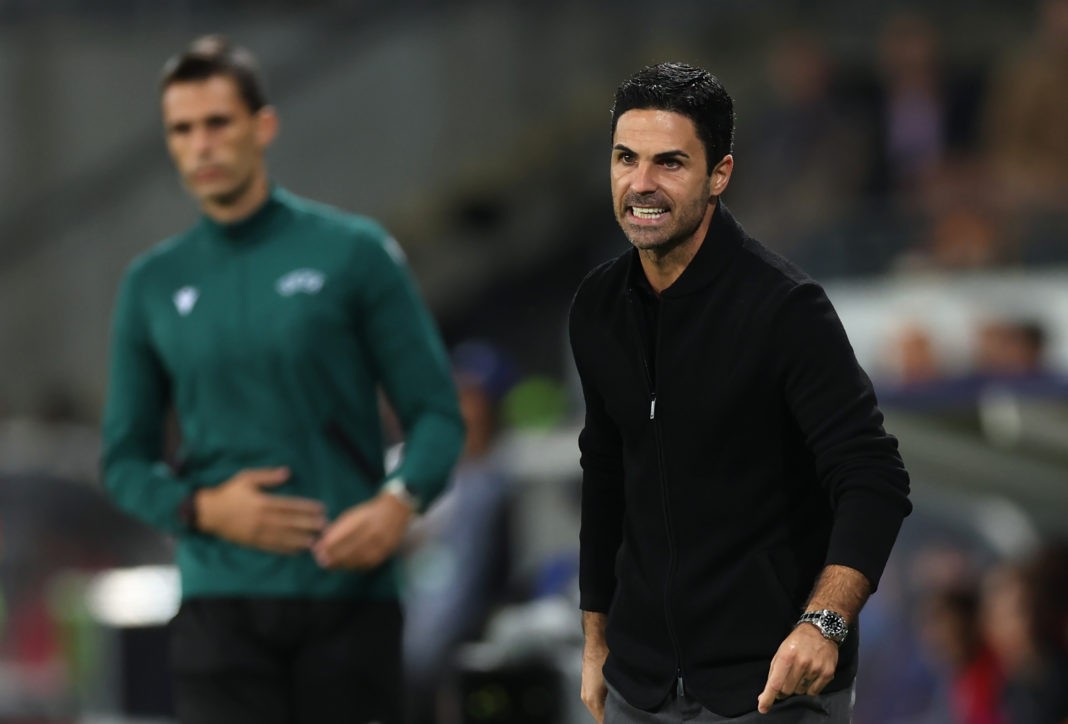 LENS, FRANCE - OCTOBER 03: Arsenal Manager Mikel Arteta reacts during the UEFA Champions League match between RC Lens and Arsenal FC at Stade Bollaert-Delelis on October 03, 2023 in Lens, France. (Photo by Alex Pantling/Getty Images)