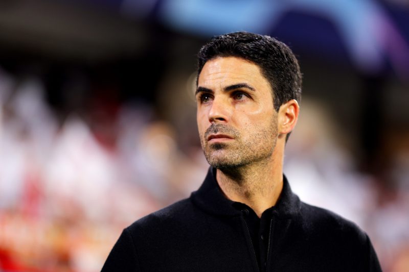 SEVILLE, SPAIN - OCTOBER 24: Mikel Arteta, Manager of Arsenal, looks on prior to the UEFA Champions League match between Sevilla FC and Arsenal FC at Estadio Ramon Sanchez Pizjuan on October 24, 2023 in Seville, Spain. (Photo by Fran Santiago/Getty Images)