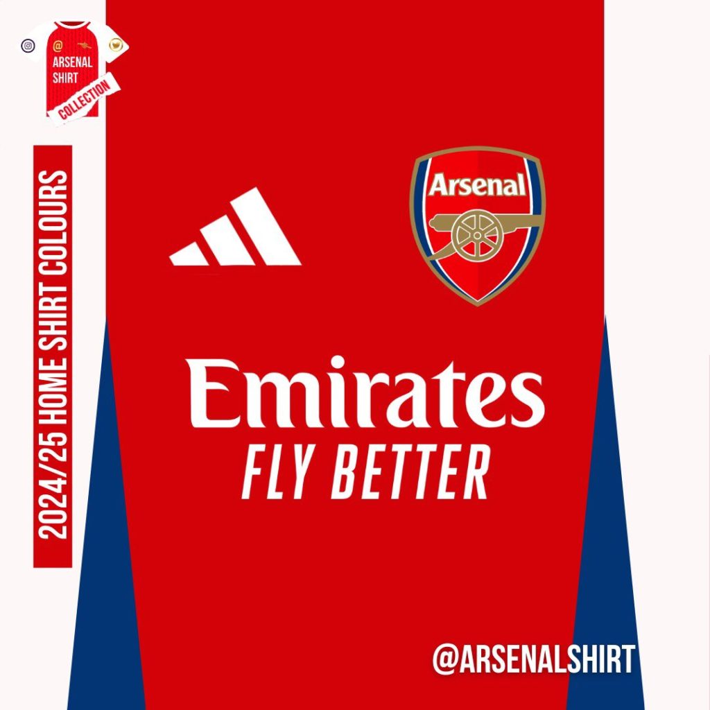 Arsenal home kit colours for 2024/25 (via @ArsenalShirt on Twitter)