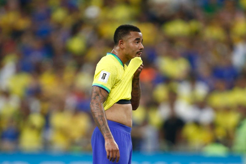 RIO DE JANEIRO, BRAZIL - NOVEMBER 21: Gabriel Jesus of Brazil reacts during a FIFA World Cup 2026 Qualifier match between Brazil and Argentina at Maracana Stadium on November 21, 2023 in Rio de Janeiro, Brazil. (Photo by Wagner Meier/Getty Images)