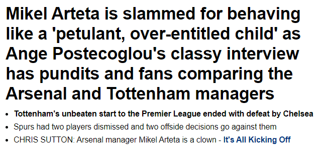 Daily Mail Arteta criticism