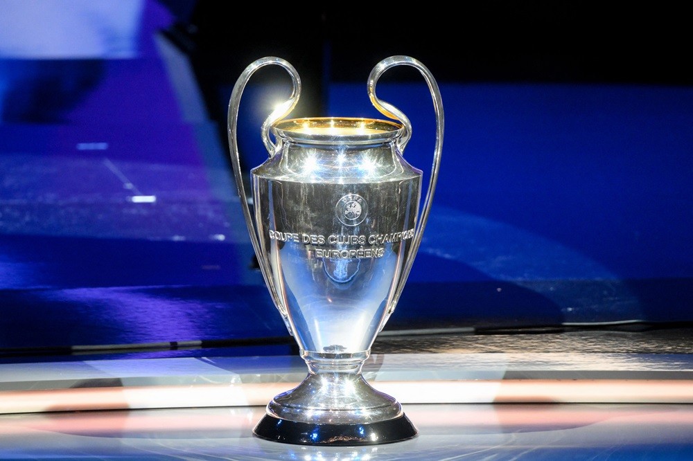 The UEFA Champions League trophy during the draw for the UEFA Champions League 2023-2024 at The Grimaldi Forum in the Principality of Monaco. (Photo by NICOLAS TUCAT/AFP via Getty Images)