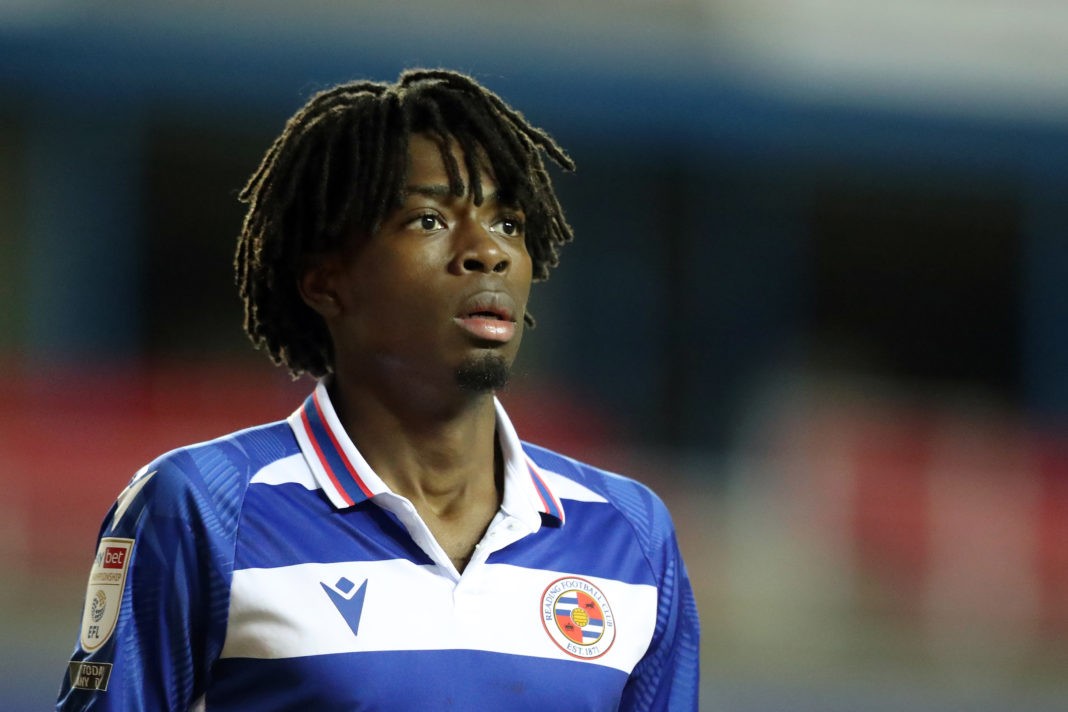 READING, ENGLAND - DECEMBER 26: Ovie Ejaria of Reading FC looks on during the Sky Bet Championship match between Reading and Luton Town at Madejski Stadium on December 26, 2020 in Reading, England. The match will be played without fans, behind closed doors as a Covid-19 precaution. (Photo by Naomi Baker/Getty Images)