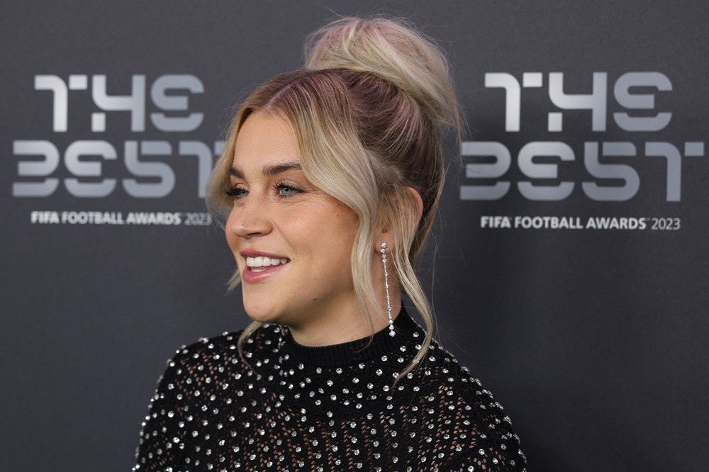 England and Arsenal forward Alessia Russo poses upon arrival to attend the Best FIFA Football Awards 2023 ceremony in London on January 15, 2024. (Photo by ADRIAN DENNIS/AFP via Getty Images)