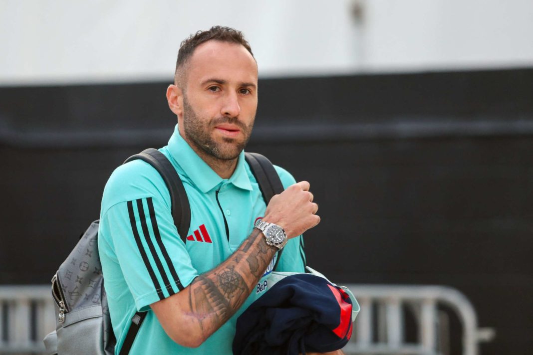 Colombia's goalkeeper David Ospina arrives for the friendly football match between Colombia and Venezuela at the DRV PNK Stadium in Fort Lauderdale, Florida, December 10, 2023. (Photo by CHRIS ARJOON/AFP via Getty Images)