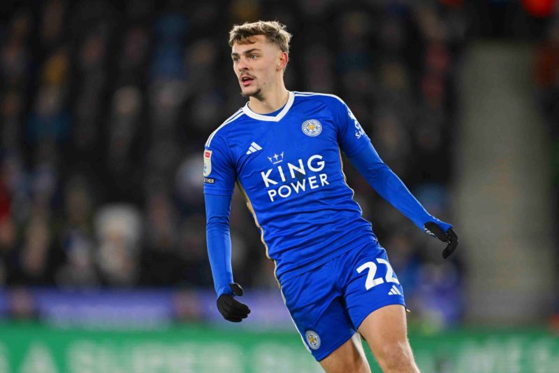 LEICESTER, ENGLAND - JANUARY 22: Kiernan Dewsbury-Hall of Leicester looks on during the Sky Bet Championship match between Leicester City and Ipswich Town at The King Power Stadium on January 22, 2024 in Leicester, England. (Photo by Michael Regan/Getty Images)