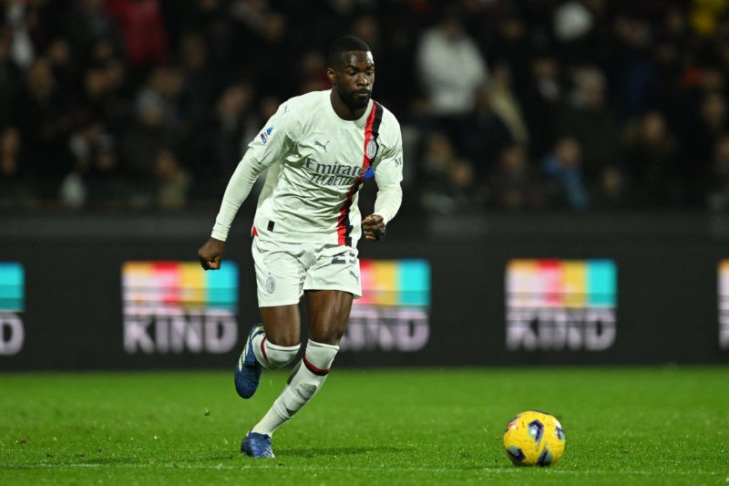 SALERNO, ITALY - DECEMBER 22: Fikayo Tomori of AC Milan during the Serie A TIM match between US Salernitana and AC Milan at Stadio Arechi on December 22, 2023 in Salerno, Italy. (Photo by Francesco Pecoraro/Getty Images)