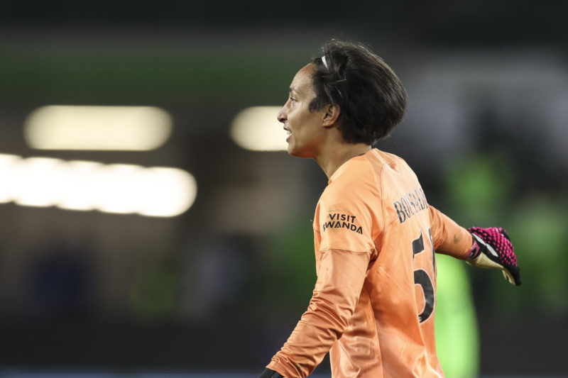 WOLFSBURG, GERMANY - MARCH 30: Sarah Bouhaddi reacts during the UEFA Women's Champions League quarter-final 2nd leg match between VfL Wolfsburg and Paris Saint-Germain at Volkswagen Arena on March 30, 2023 in Wolfsburg, Germany. (Photo by Maja Hitij/Getty Images)