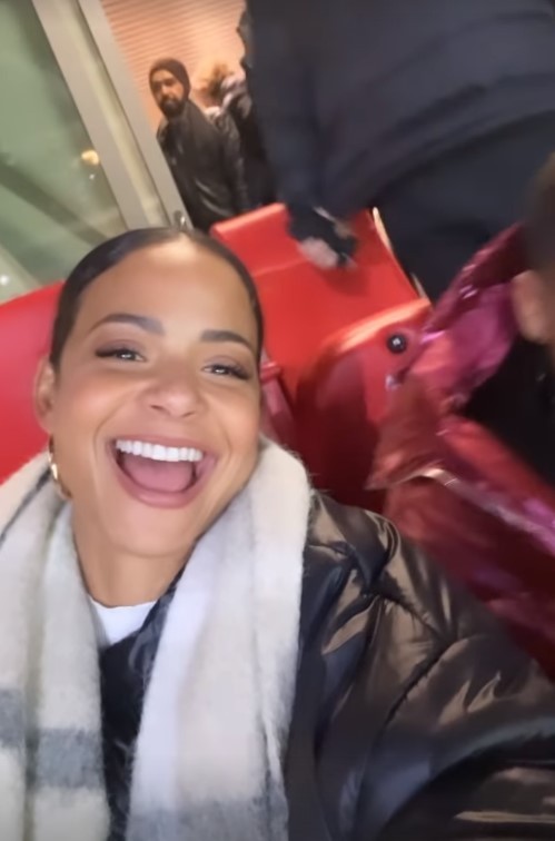 Christina Milian supporting Arsenal against Newcastle United on February 24th, 2024 (Photo via Milian on Instagram)