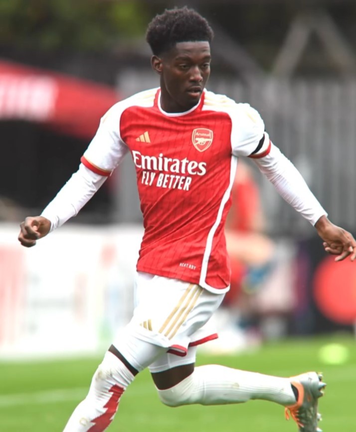 Amario Cozier-Duberry playing for Arsenal (Photo via Cozier-Duberry on Instagram)