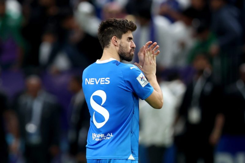 RIYADH, SAUDI ARABIA - FEBRUARY 22: Ruben Neves of Al Hilal applauds the fans after the team's victory in the AFC Champions League match between Al Hilal and FC Sepahan at Kingdom Arena on February 22, 2024 in Riyadh, Saudi Arabia. (Photo by Yasser Bakhsh/Getty Images)