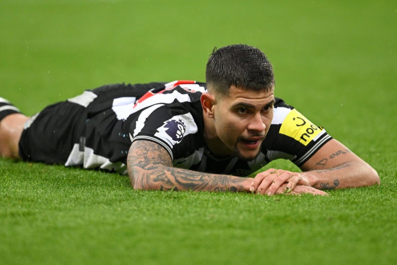 NEWCASTLE UPON TYNE, ENGLAND - FEBRUARY 17: Bruno Guimaraes of Newcastle United looks on during the Premier League match between Newcastle United and AFC Bournemouth at St. James Park on February 17, 2024 in Newcastle upon Tyne, England. (Photo by Stu Forster/Getty Images)