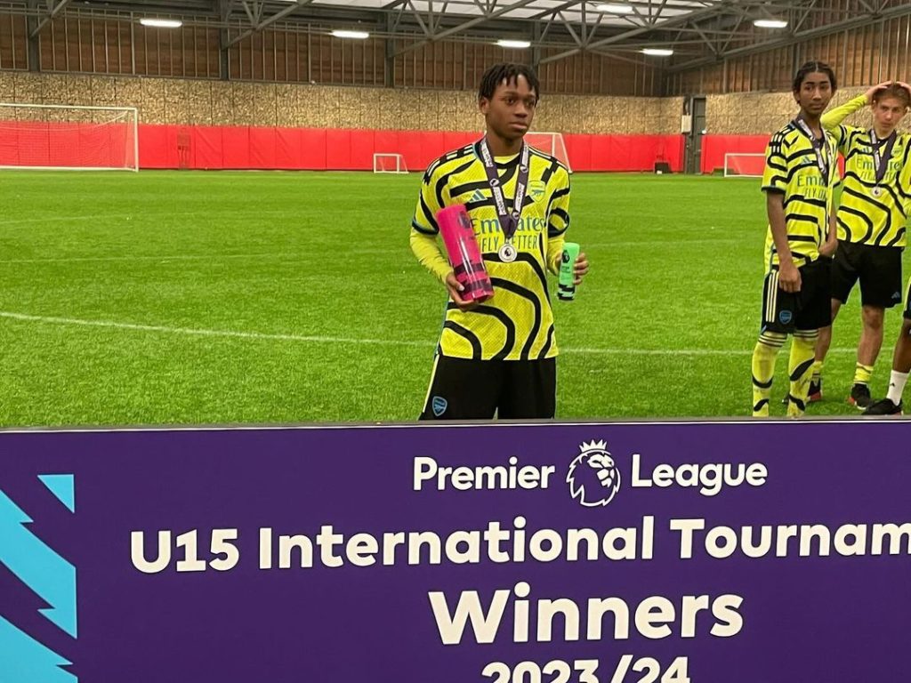 Brando Bailey-Joseph wins the Premier League u15 International Tournament Player of the Tournament award (Photo via Bailey-Joseph on Instagram)