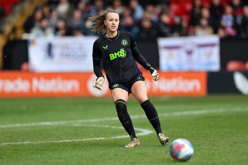 WALSALL, ENGLAND - MARCH 03: Daphne van Domselaar of Aston Villa during the Barclays Women´s Super League match between Aston Villa and Liverpool FC  at Poundland Bescot Stadium on March 03, 2024 in Walsall, England. (Photo by Marc Atkins/Getty Images)