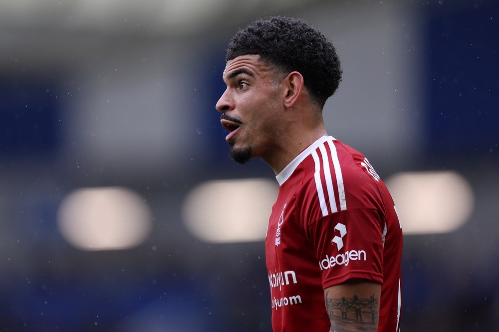 BRIGHTON, ENGLAND: Morgan Gibbs-White of Forest in action during the Premier League match between Brighton & Hove Albion and Nottingham Forest at American Express Community Stadium on March 10, 2024. (Photo by Richard Heathcote/Getty Images)