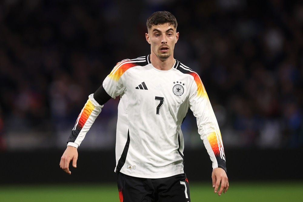 LYON, FRANCE: Kai Havertz of Germany looks on during the international friendly match between France and Germany at Groupama Stadium on March 23, 2024. (Photo by Alexander Hassenstein/Getty Images)