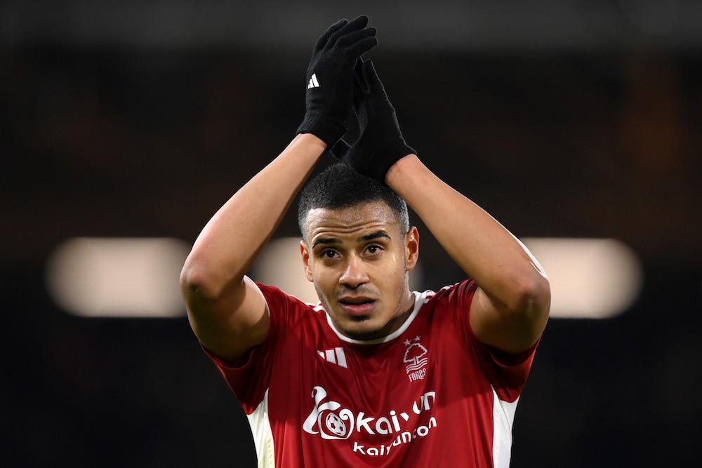 LONDON, ENGLAND: Murillo of Nottingham Forest claps the fans after the Premier League match between Fulham FC and Nottingham Forest at Craven Cottage on December 06, 2023. (Photo by Justin Setterfield/Getty Images)