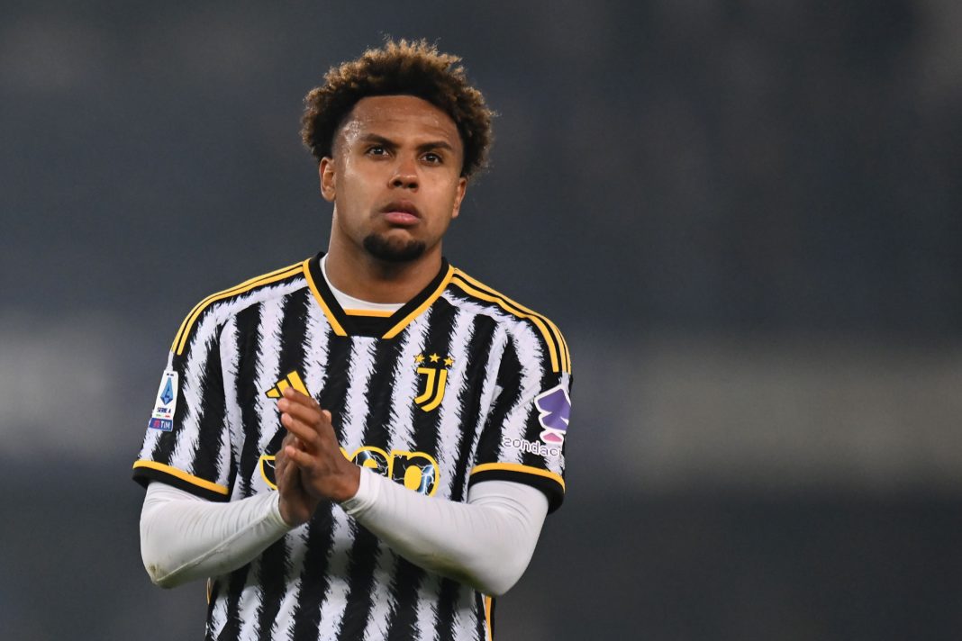 VERONA, ITALY - FEBRUARY 17: Weston McKennie of Juventus applauds his fans during the Serie A TIM match between Hellas Verona FC and Juventus - Serie A TIM at Stadio Marcantonio Bentegodi on February 17, 2024 in Verona, Italy. (Photo by Alessandro Sabattini/Getty Images)