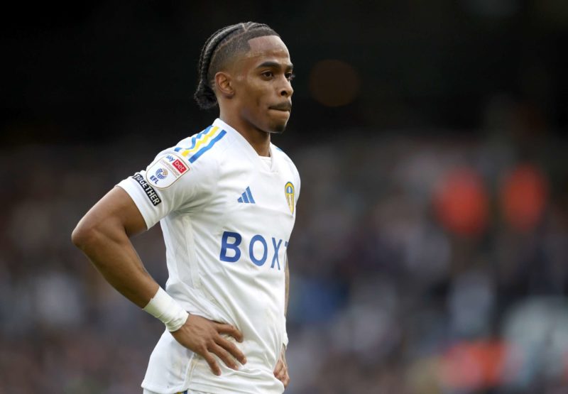 LEEDS, ENGLAND - MARCH 17: Crysencio Summerville of Leeds United during the Sky Bet Championship match between Leeds United and Millwall at Elland Road on March 17, 2024 in Leeds, England. (Photo by Ed Sykes/Getty Images)