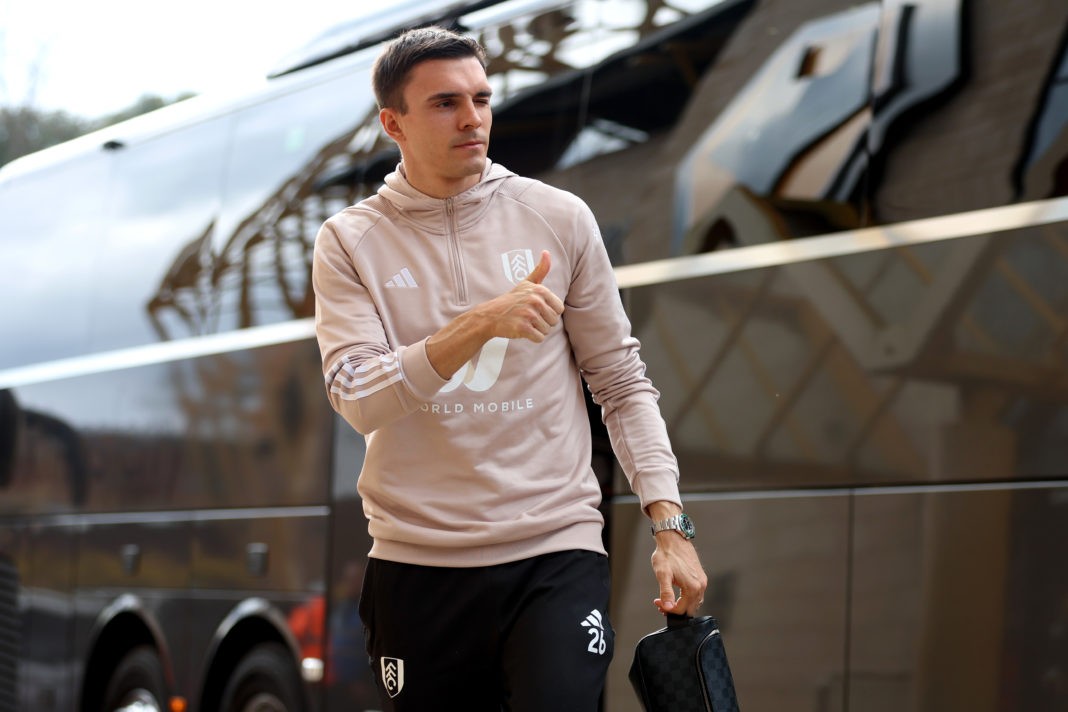 WOLVERHAMPTON, ENGLAND - MARCH 09: Joao Palhinha of Fulham arrives at the stadium prior to the Premier League match between Wolverhampton Wanderers and Fulham FC at Molineux on March 09, 2024 in Wolverhampton, England. (Photo by Nathan Stirk/Getty Images)