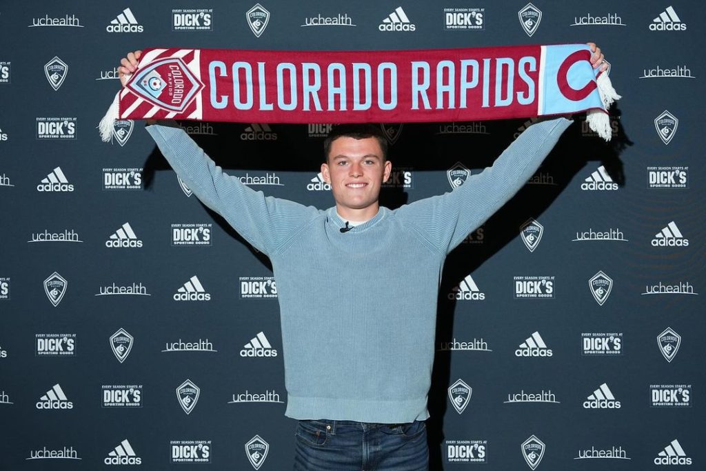 Adam Beaudry signing a new contract for the Colorado Rapids (Photo via Colorado Rapids on Instagram)