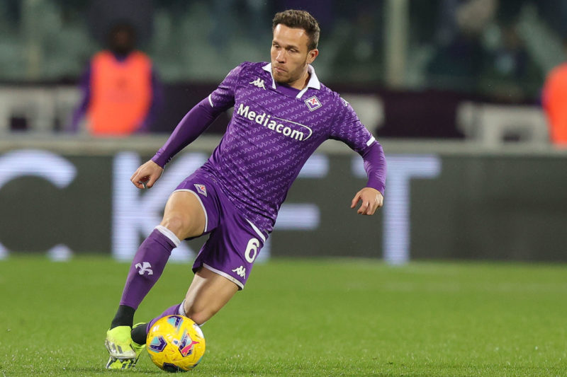 FLORENCE, ITALY - FEBRUARY 26: Arthur Melo of ACF Fiorentina in action during the Serie A TIM match between ACF Fiorentina and SS Lazio at Stadio Artemio Franchi on February 26, 2024 in Florence, Italy. (Photo by Gabriele Maltinti/Getty Images)