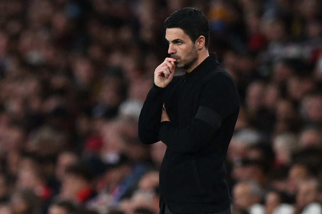 Arsenal's Spanish manager Mikel Arteta looks on during the English Premier League football match between Arsenal and Chelsea at the Emirates Stadium in London on April 23, 2024. (Photo by GLYN KIRK/AFP via Getty Images)