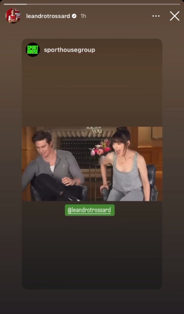 Leandro Trossard shares Anne Hathaway and Nicholas Galitzine interview on his Instagram story