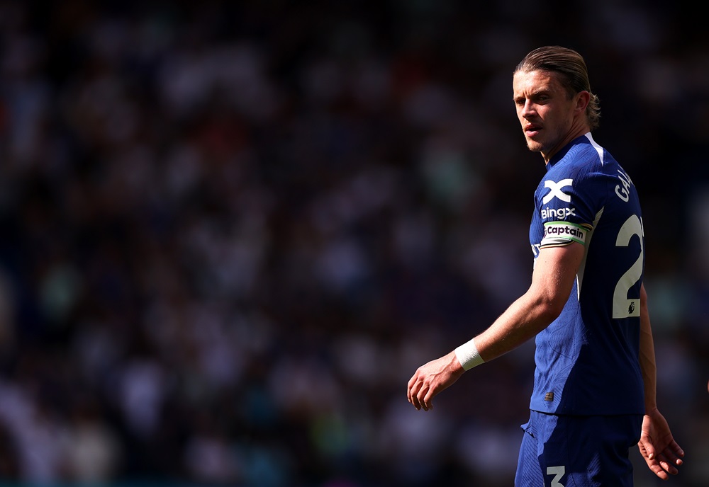 LONDON, ENGLAND: Conor Gallagher of Chelsea looks on during the Premier League match between Chelsea FC and AFC Bournemouth at Stamford Bridge on May 19, 2024. (Photo by Ryan Pierse/Getty Images)